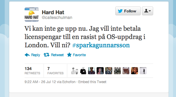 Calle Schulman,  #sparkagunnarsson, Janne Gunnarsson, SVT, OS i London, Alex Schulman